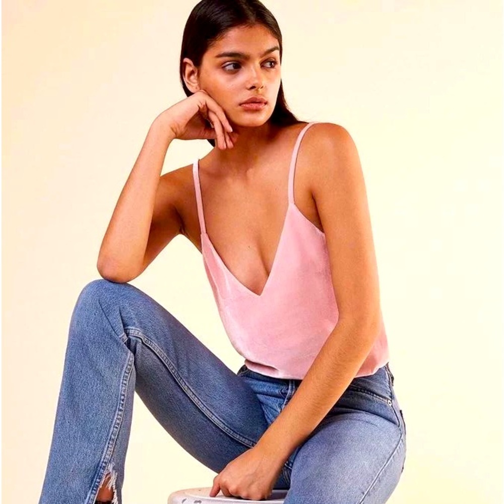 Reformation Mabel Pink Velvet Camisole